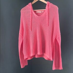 Pink Mesh Knit Hoodie